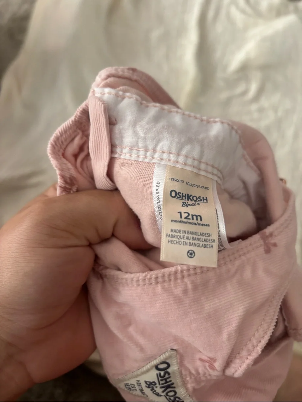 OshKosh B’gosh Baby Girl Bow Print Corduroy Overalls Size 12 months